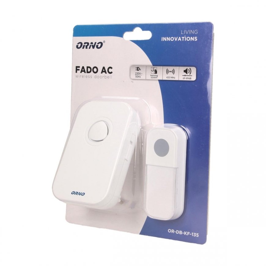 Orno Wireless doorbell FADO AC, network, learning system, 36 tones, 100m – 5