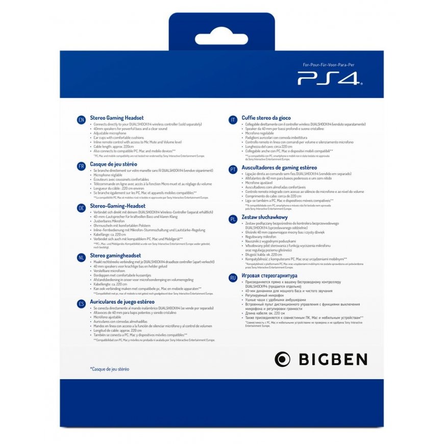 Bigben Interactive PS4OFHEADSETV3G Laisvų rankų įranga Vielinis Su lankeliu Žaidimams Mėlyna – 9