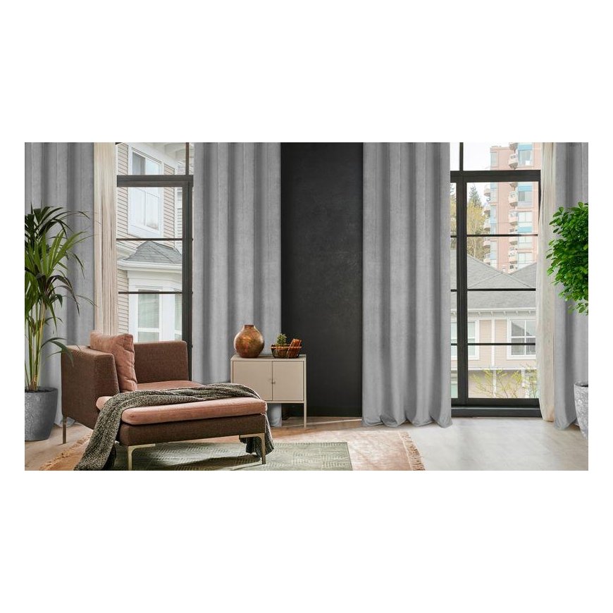 Eurofirany ELIZA Soft velvet night curtain with small pattern, 140X250 cm, loops / rings, color: sil – 10