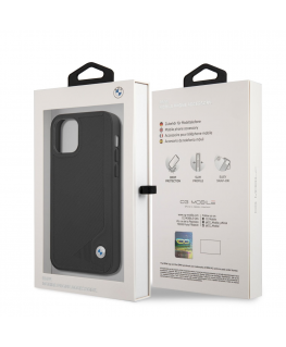 Dėklas BMW BMHCP12MRCDPK iPhone 12/12 Pro 6,1" juoda/juodas hardcase Leather Deboss