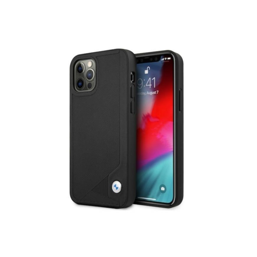 Dėklas BMW BMHCP12MRCDPK iPhone 12/12 Pro 6,1" juoda/juodas hardcase Leather Deboss – 6