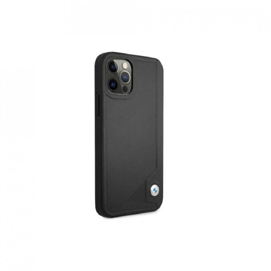 Dėklas BMW BMHCP12MRCDPK iPhone 12/12 Pro 6,1" juoda/juodas hardcase Leather Deboss – 10