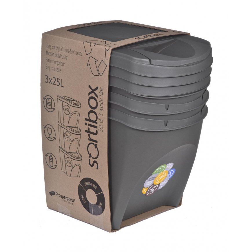Prosperplast Sortibox - Waste bin 3 x 20 l Gray – 7