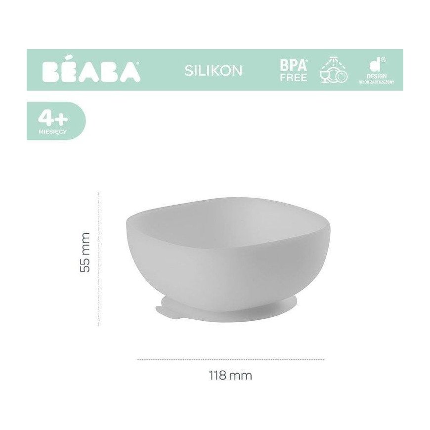BEABA SILICONE BOWL WITH BOTTOM, Gray – 9