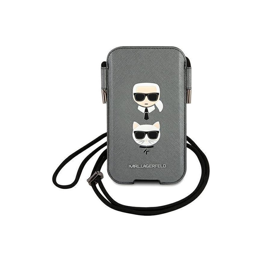 Karl Lagerfeld Torebka KLHCP12MOPHKCG 6.1" grey/gray hardcase Saffiano Ikonik KarlChoupette Head