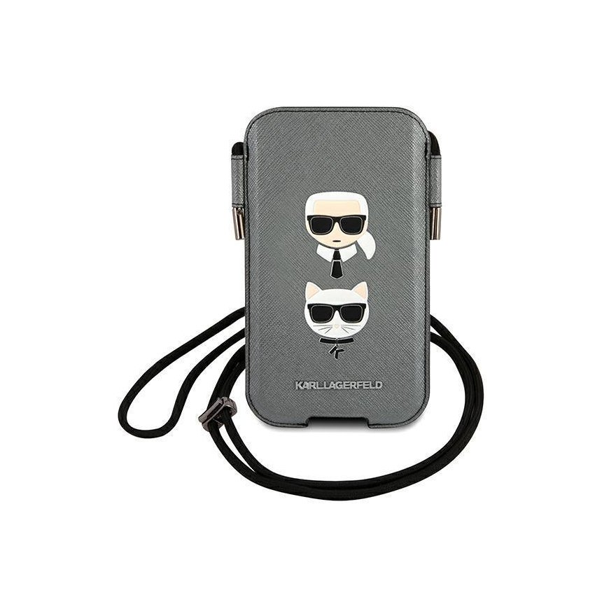 Karl Lagerfeld Torebka KLHCP12MOPHKCG 6,1" pilka/pilkas hardcase Saffiano Ikonik KarlChoupette Head – 2