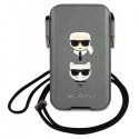 Karl Lagerfeld Torebka KLHCP12MOPHKCG 6.1" grey/gray hardcase Saffiano Ikonik KarlChoupette Head