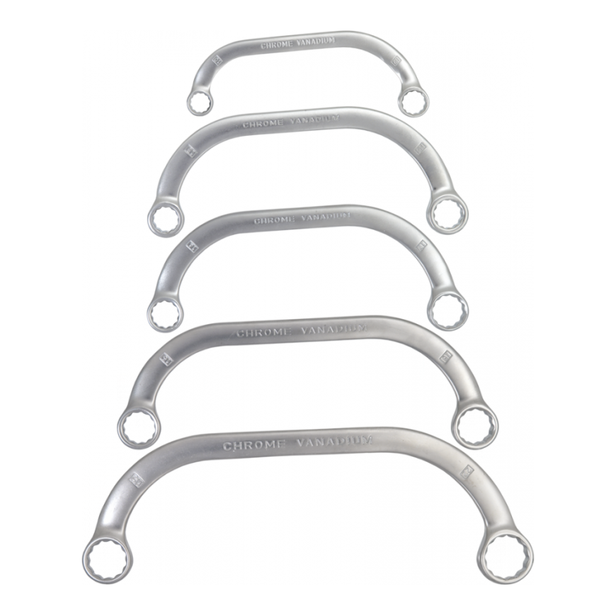 NEO Ring spanners, bent 9-22 mm, set of 5 pcs