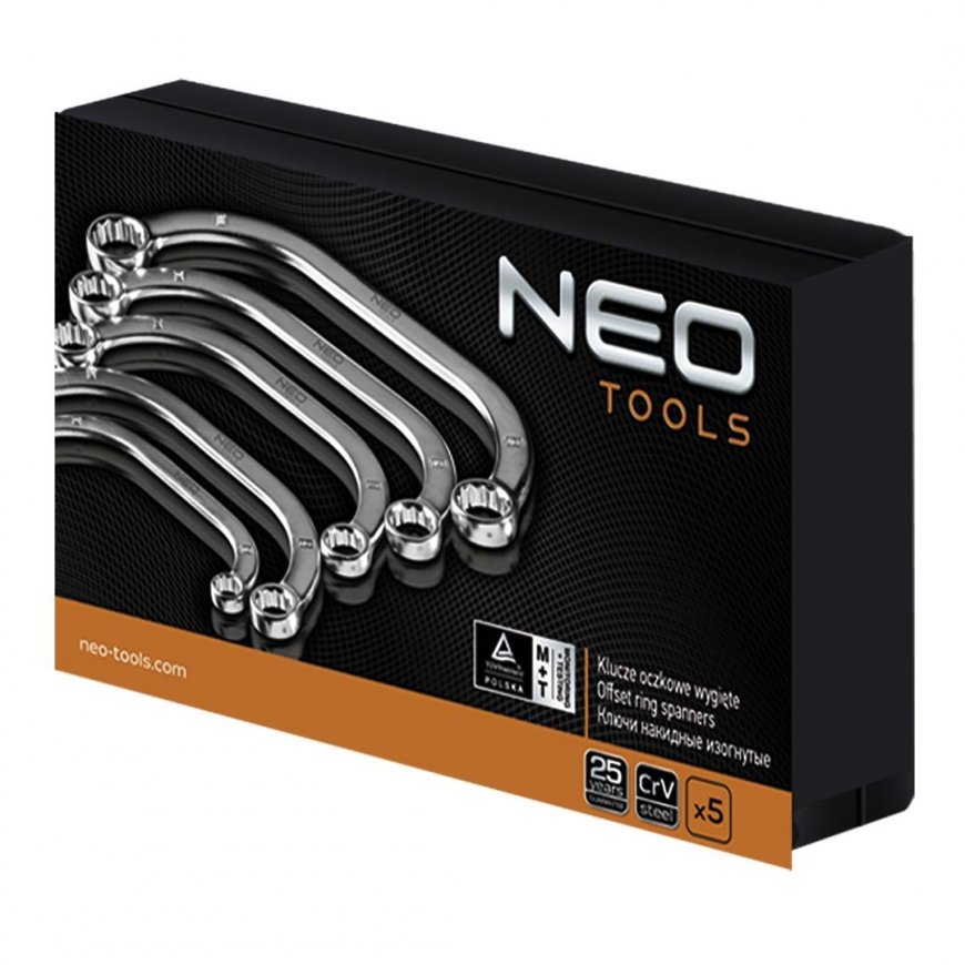 NEO Ring spanners, bent 9-22 mm, set of 5 pcs – 8