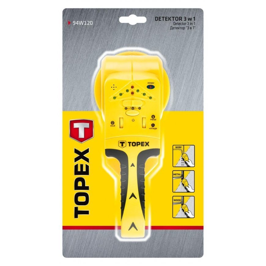 Topex metalo ir medienos ieškiklis 3 in 1 – 3