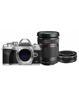 Olympus OM-D E‑M10 Mark IV + ED 14-42mm + ED 40-150mm 4/3" MILC 20,3 MP Live MOS 5184 x 3888 pikseliä Hopea