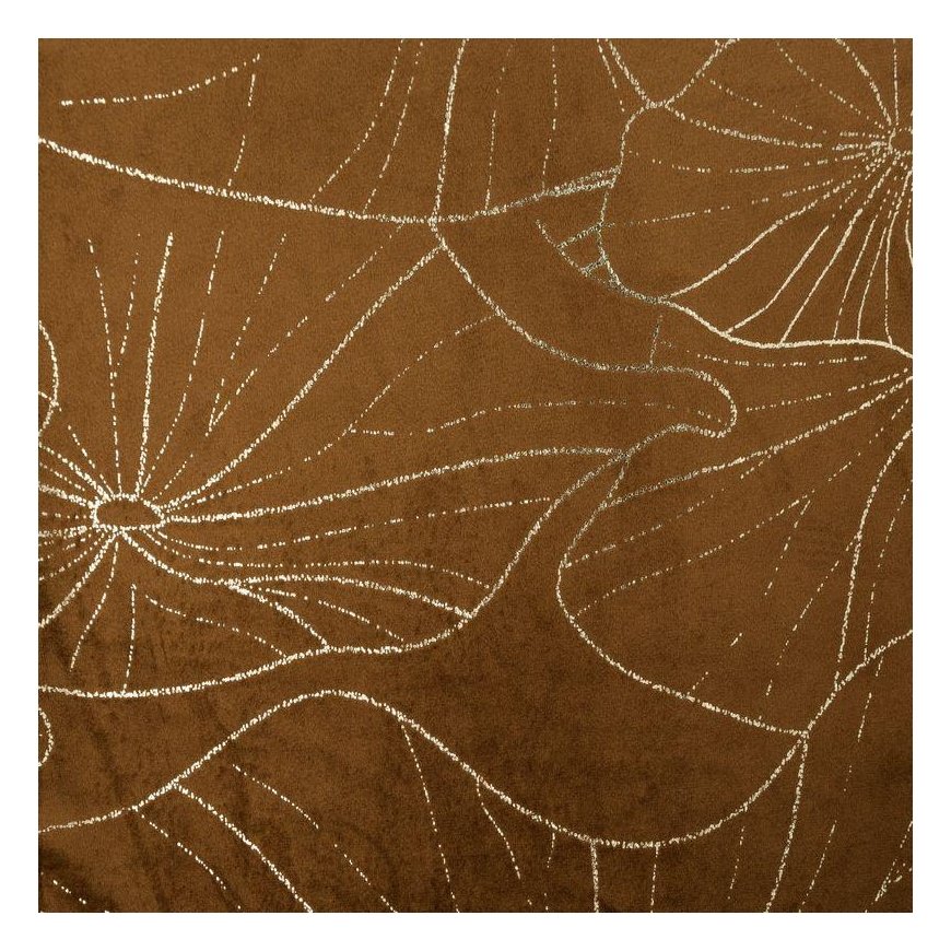 Eurofirany BLINK / 18 Velvet table runner with water lily leaf pattern, 35X220 cm, color: brown – 4