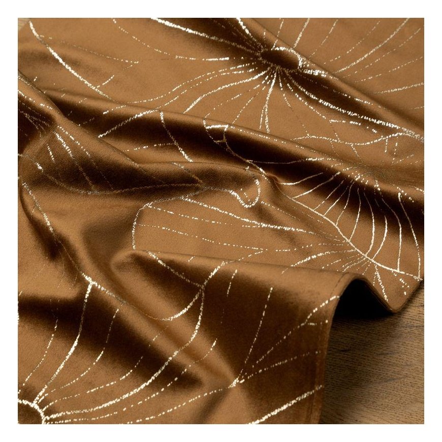 Eurofirany BLINK / 18 Velvet table runner with water lily leaf pattern, 35X220 cm, color: brown – 6