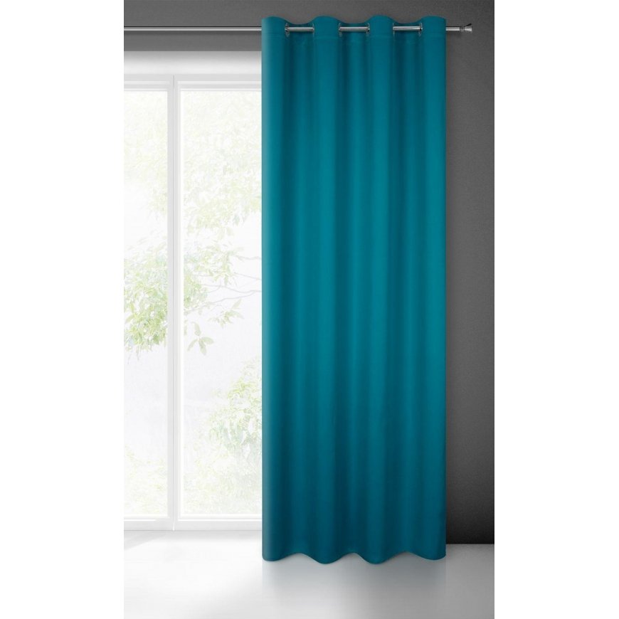 Eurofirany LOGAN blackout tipo temdanti naktinė užuolaida, 135X250 cm, kilpos / žiedai, spalva: turk – 2