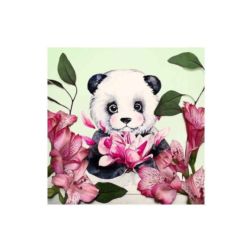 Beldizart Panda and flowers 38*38 cm