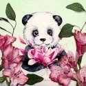 Beldizart Panda and flowers 38*38 cm WD2341
