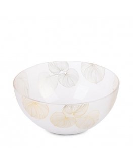 Eurofirany LIMITED COLLECTION BLANCA5 Bowl with leaf motif, ∅ 25 X 13 cm, color: white / gold