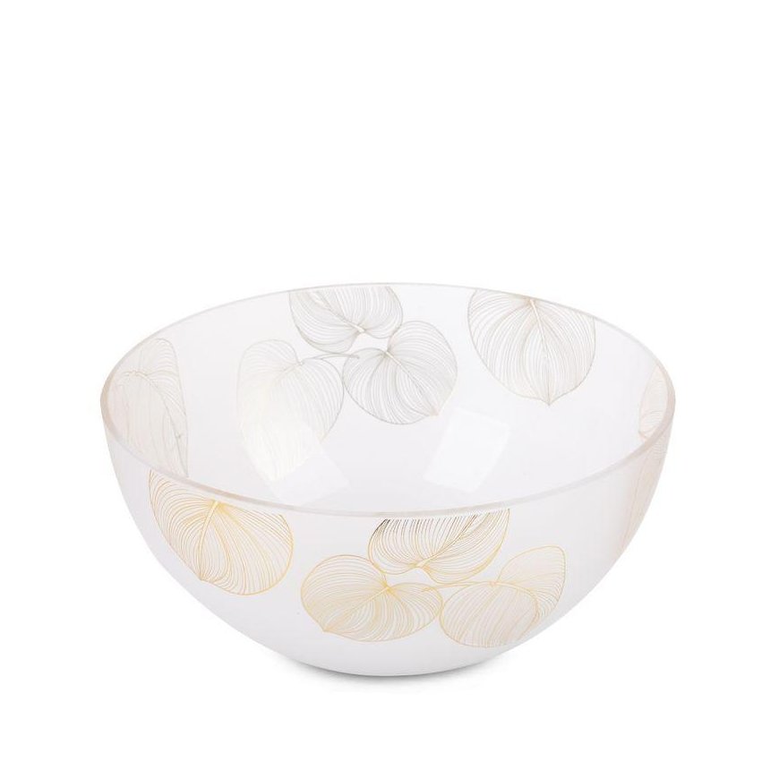 Eurofirany LIMITED COLLECTION BLANCA5 Bowl with leaf motif, ∅ 25 X 13 cm, color: white / gold