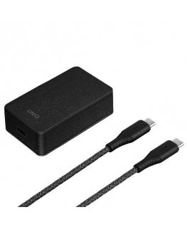 UNIQ Ład. network Versa Slim USB-C PD 18W + cable USB-C na USB-C black/charcoal black (LITHOS Collective)