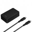 UNIQ Ład. network Versa Slim USB-C PD 18W + cable USB-C na USB-C black/charcoal black (LITHOS Collec