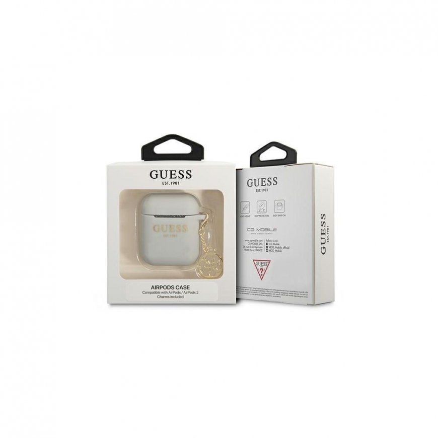 Guess GUA2LSC4EG AirPods cover pilkas/pilkas silikoninis Charm 4G Collection – 5