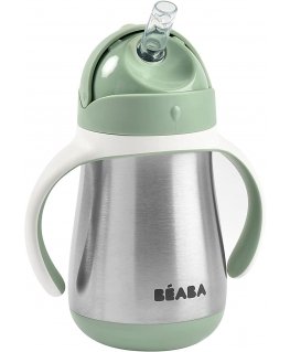 BEABA METAL DRINK WITH STRAW, 250 ML, SAGE Green