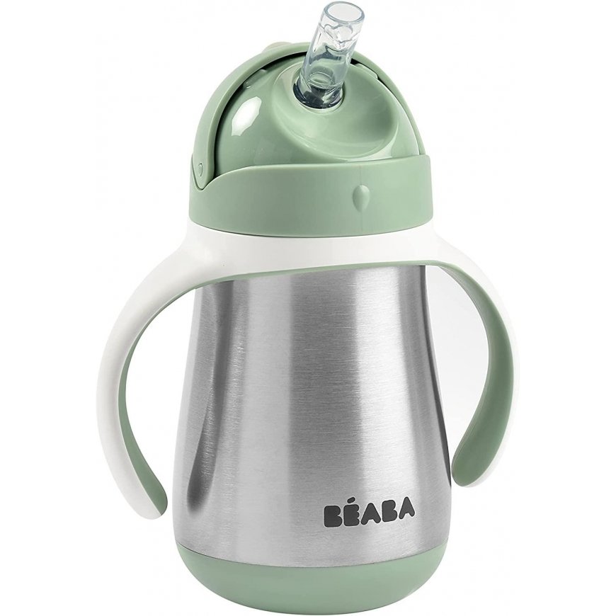 BEABA METAL DRINK WITH STRAW, 250 ML, SAGE Green
