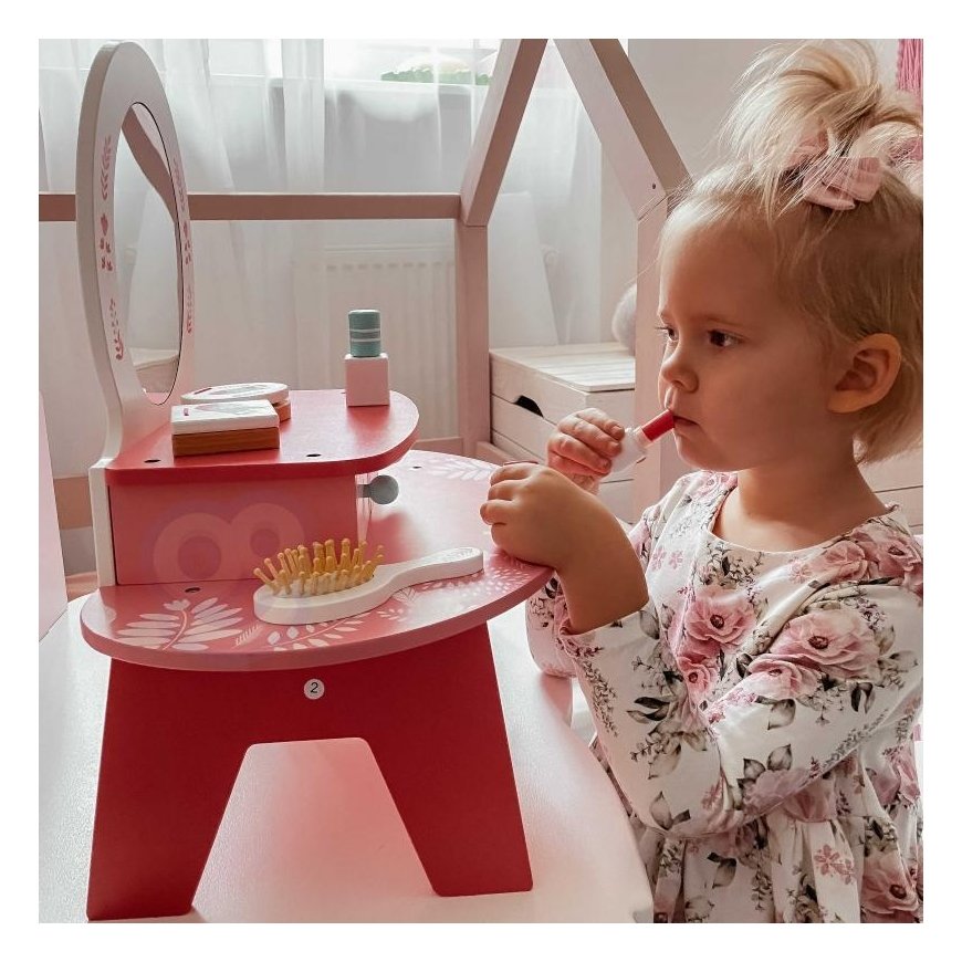 Tooky Toys TOOKY TOY pink wooden makeup table with mirror – 4