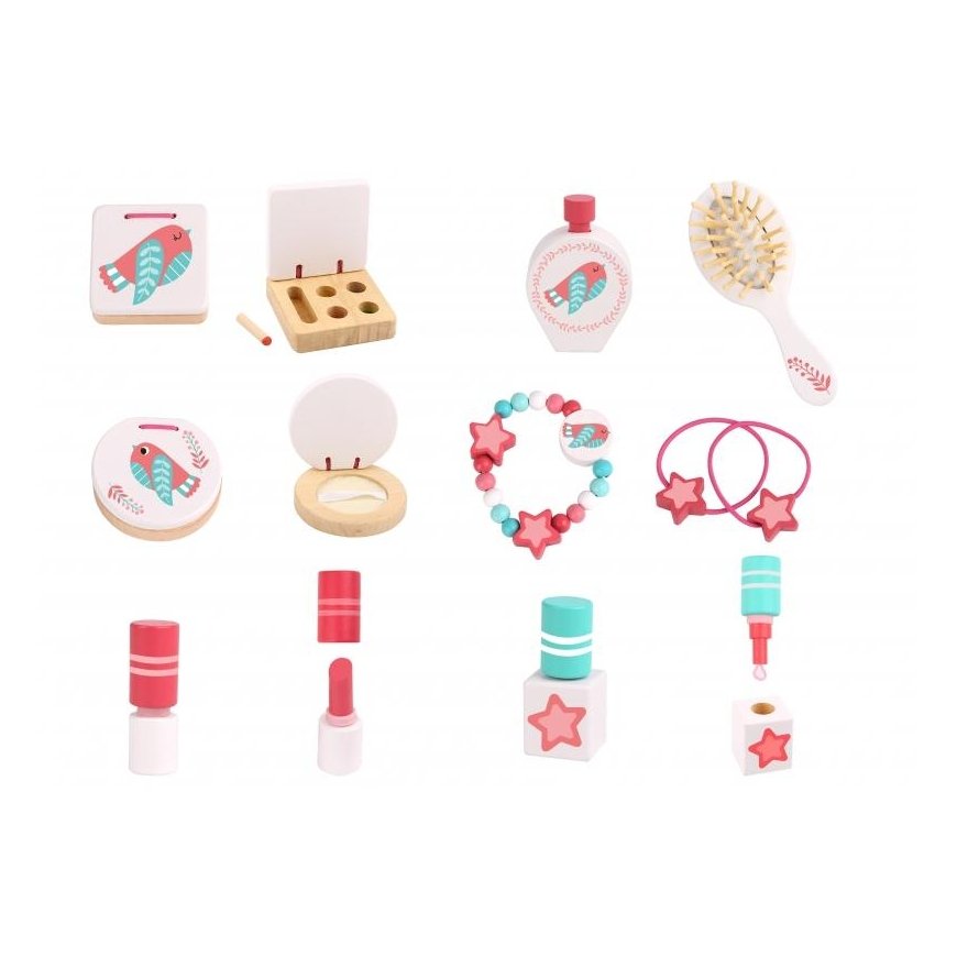 Tooky Toys TOOKY TOY rožinis medinis kosmetinis staliukas makiažui su veidrodžiu – 6