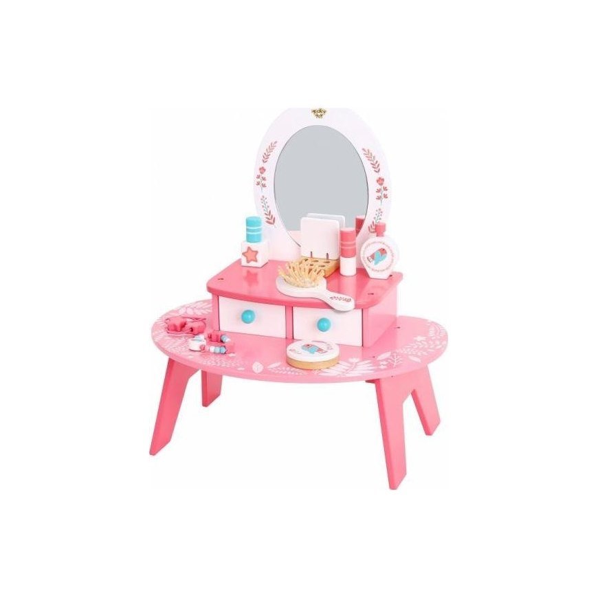 Tooky Toys TOOKY TOY pink wooden makeup table with mirror – 7