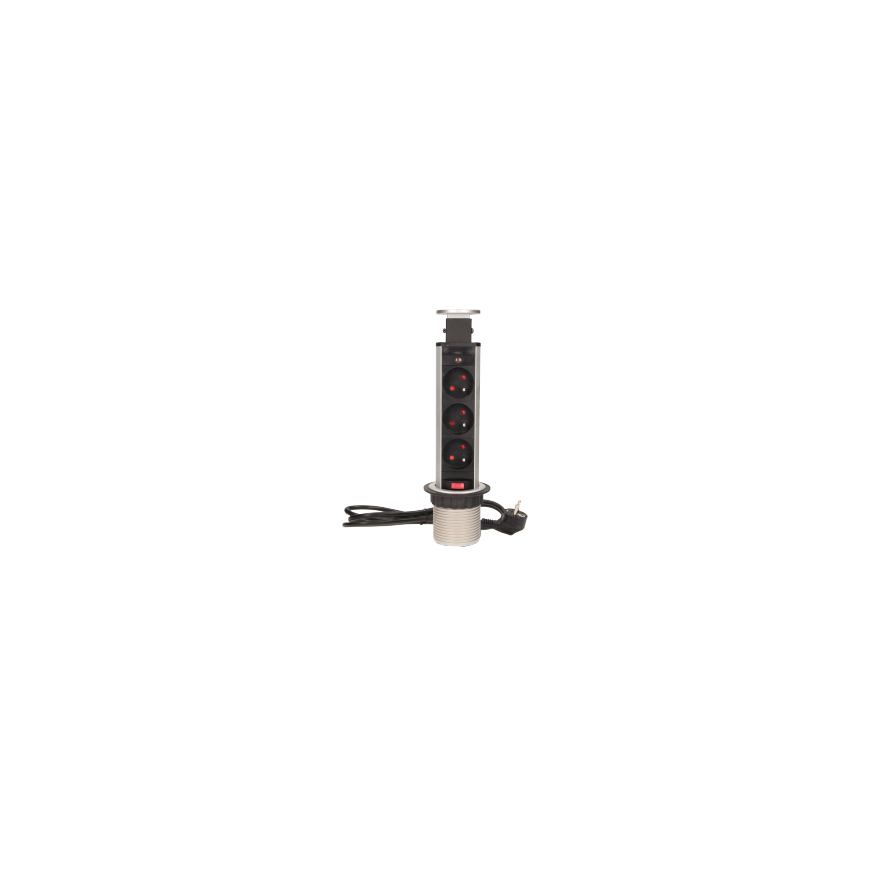 Orno Furniture socket 6 cm pulls out from above with lock and 1.8 m cable, 3x2P + Z – 2