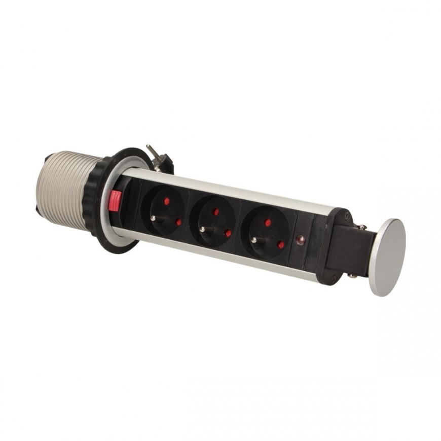 Orno Furniture socket 6 cm pulls out from above with lock and 1.8 m cable, 3x2P + Z – 6