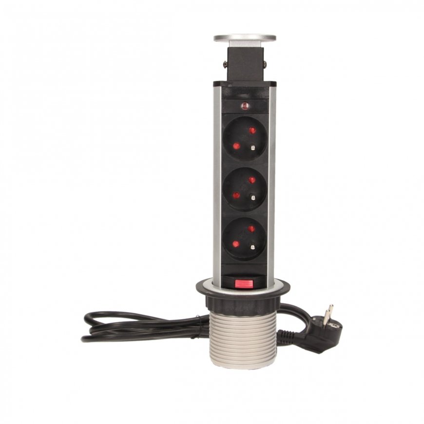 Orno Furniture socket 6 cm pulls out from above with lock and 1.8 m cable, 3x2P + Z – 8