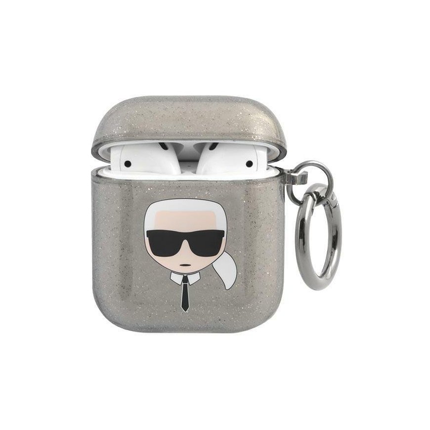 Karl Lagerfeld KLA2UKHGK AirPods cover juoda/juodas Glitter Karl`s Head – 2