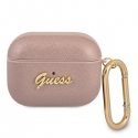Guess Apsauginis dėklas GUAPSASMP Saffiano Script Metal Collection, skirtas AirPods Pro, rožinis Guess Apsauginis dėklas GUAPSASMP Saffiano Script Metal Collection, skirtas AirPods Pro, rožinis