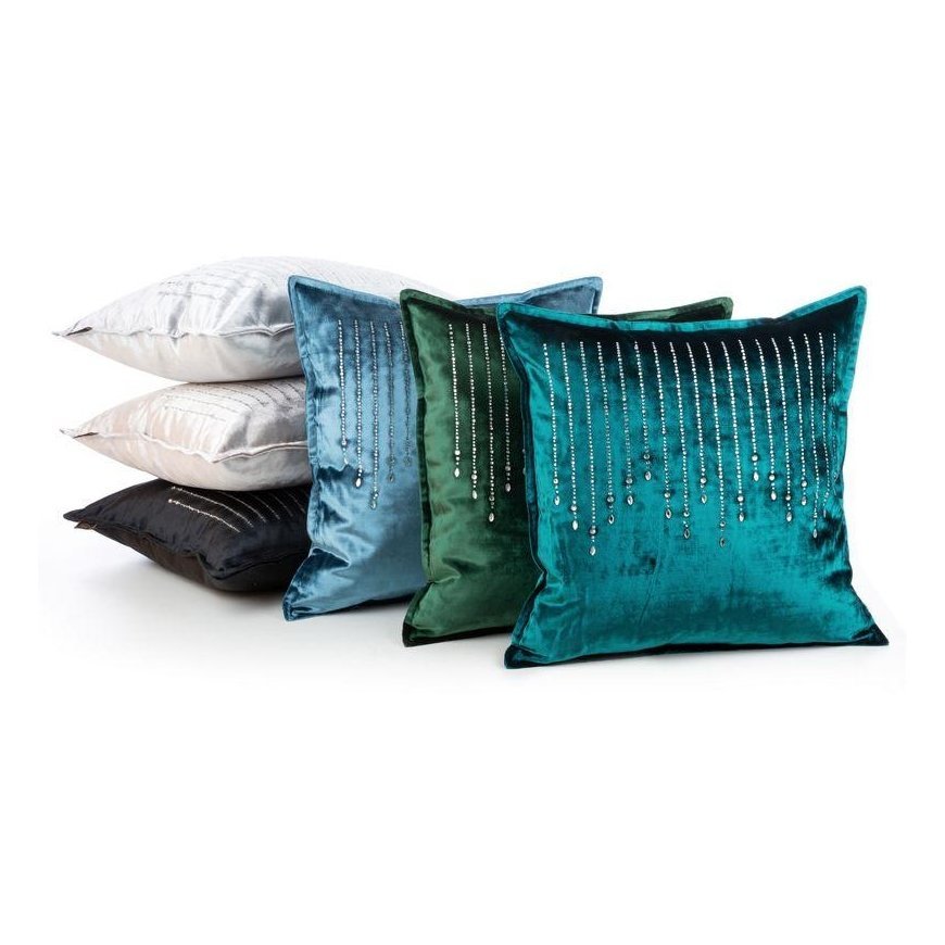 Eurofirany ROYAL / 1 Velvet pillowcase with zircons, 45X45 cm, color: blue – 3