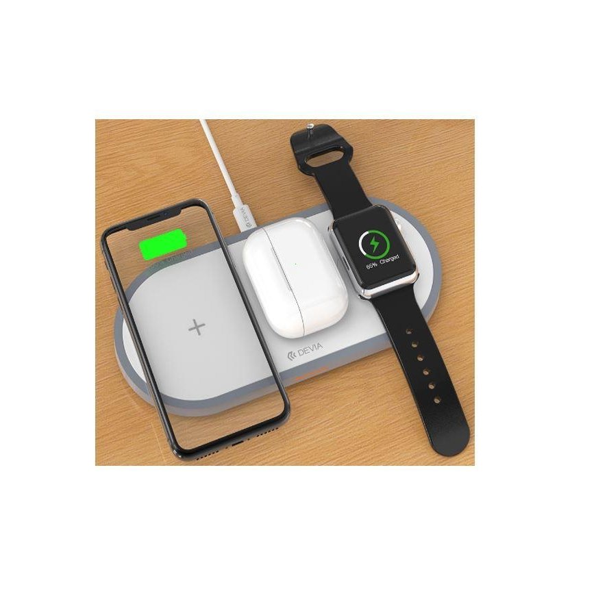 Devia 3In1 Charger for smart phone & Applewatch & Earphone V4 (10W) baltas – 3