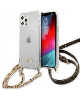 Guess GUHCP12MKC4GSGO iPhone 12/12 Pro 6.1" Transparent hard case 4G Gold Chain