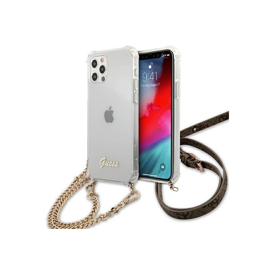 Guess GUHCP12MKC4GSGO iPhone 12/12 Pro 6.1" Transparent hard case 4G Gold Chain