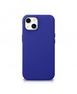 icarer litchi Premium leather case for iPhone 14 Plus Magnetic leather case with magSafe dark blue (WMI14220711-DB)