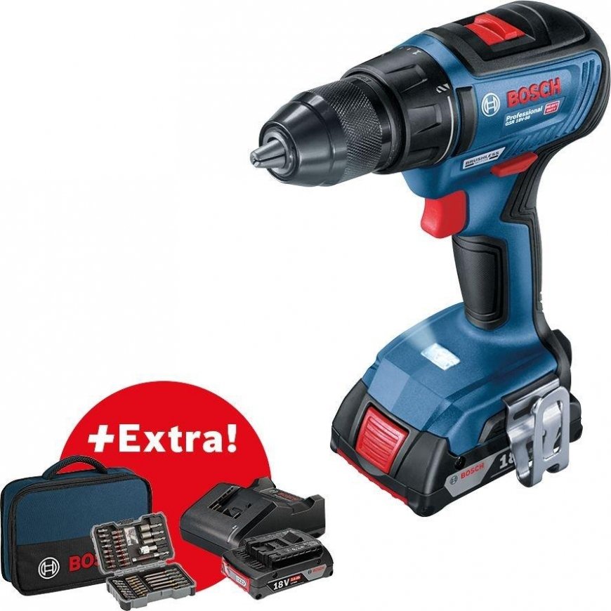 Akumuliatorinis gręžtuvas Bosch GSR 18V-50 PROFESSIONAL 18 V 2 x 2 Ah baterija (06019H5004) – 2