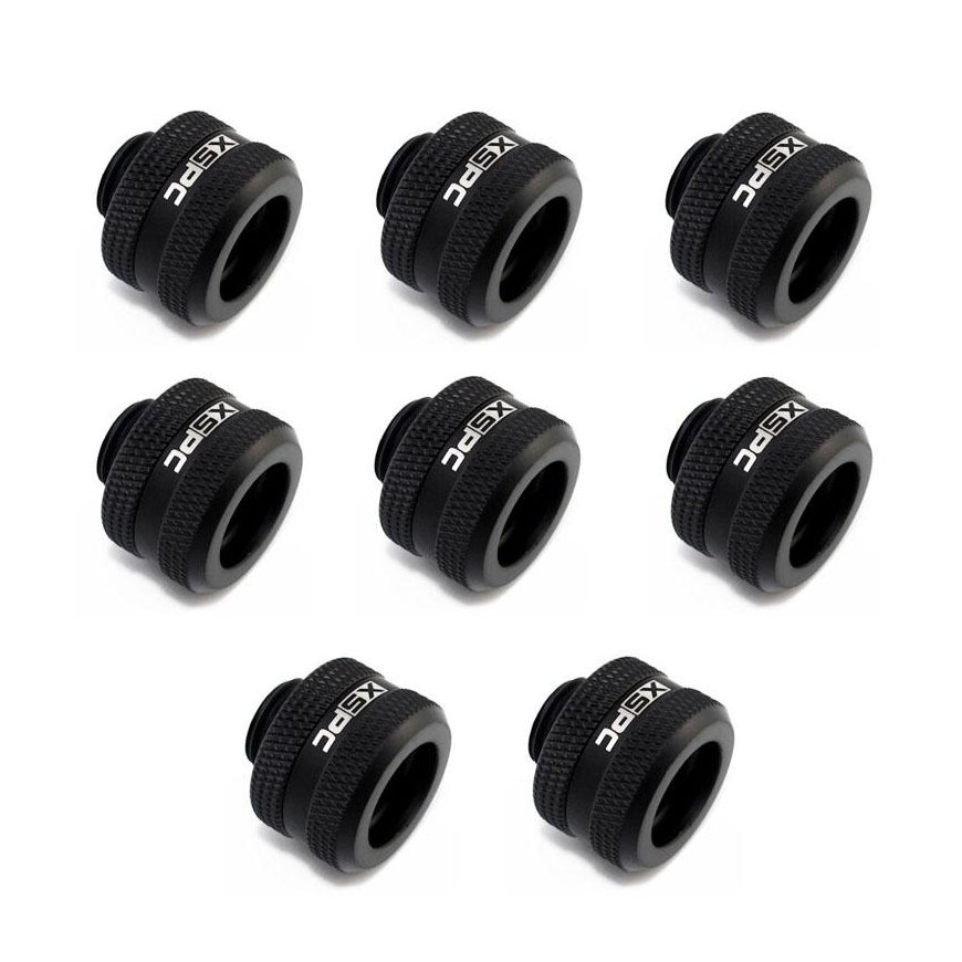 XSPC connector G1/4" to 14mm hard tube, black matte - 8 pcs