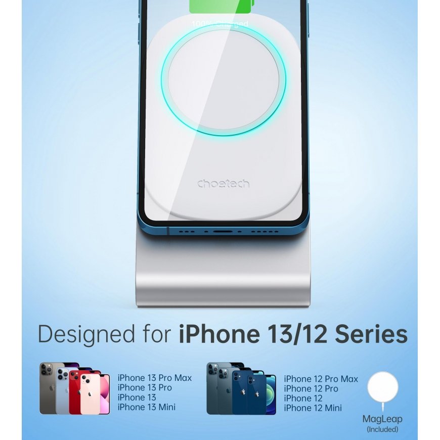 Magnetic wireless charger with stand CHOETECH, 15W, MagSafe – 4