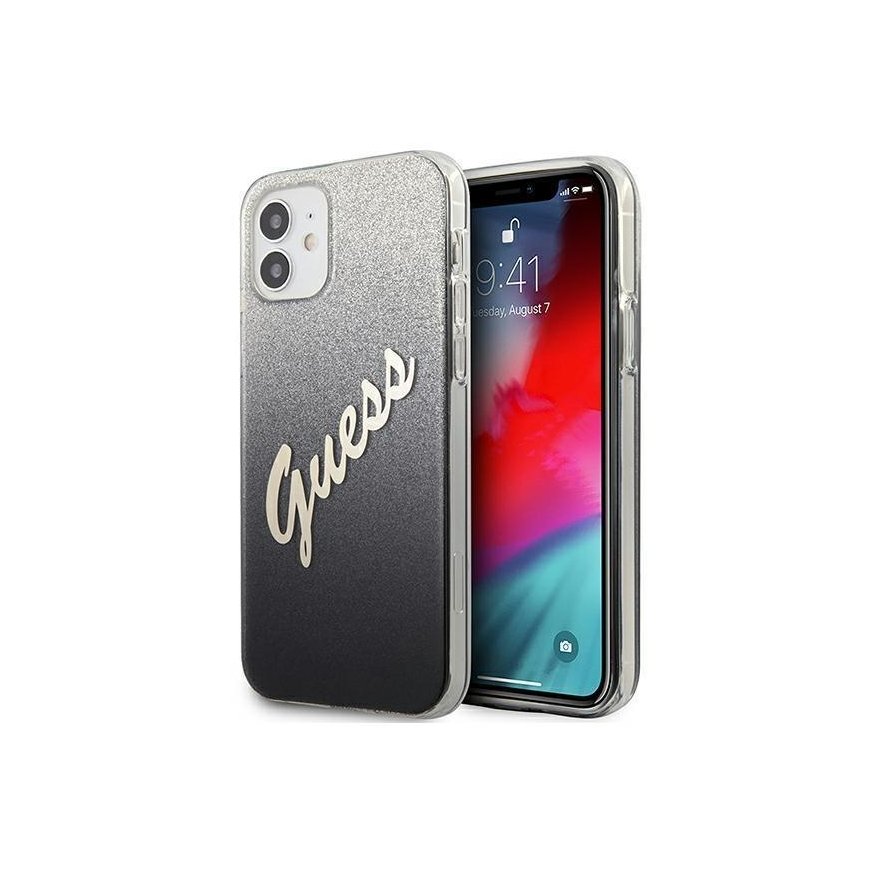 Guess GUHCP12SPCUGLSBK iPhone 12 mini 5.4" black/black hardcase Glitter Gradient Script