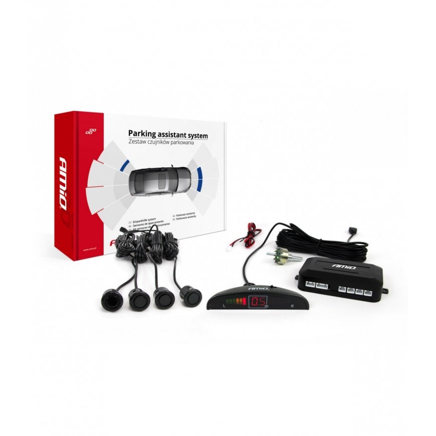 Amio LED Reverse Parking Sensor Kit 4 Black "Golden" 18mm Sensors