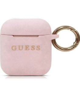 Guess protective case GUACCSILGLBK silicone glossy for AirPods 1/2 pink