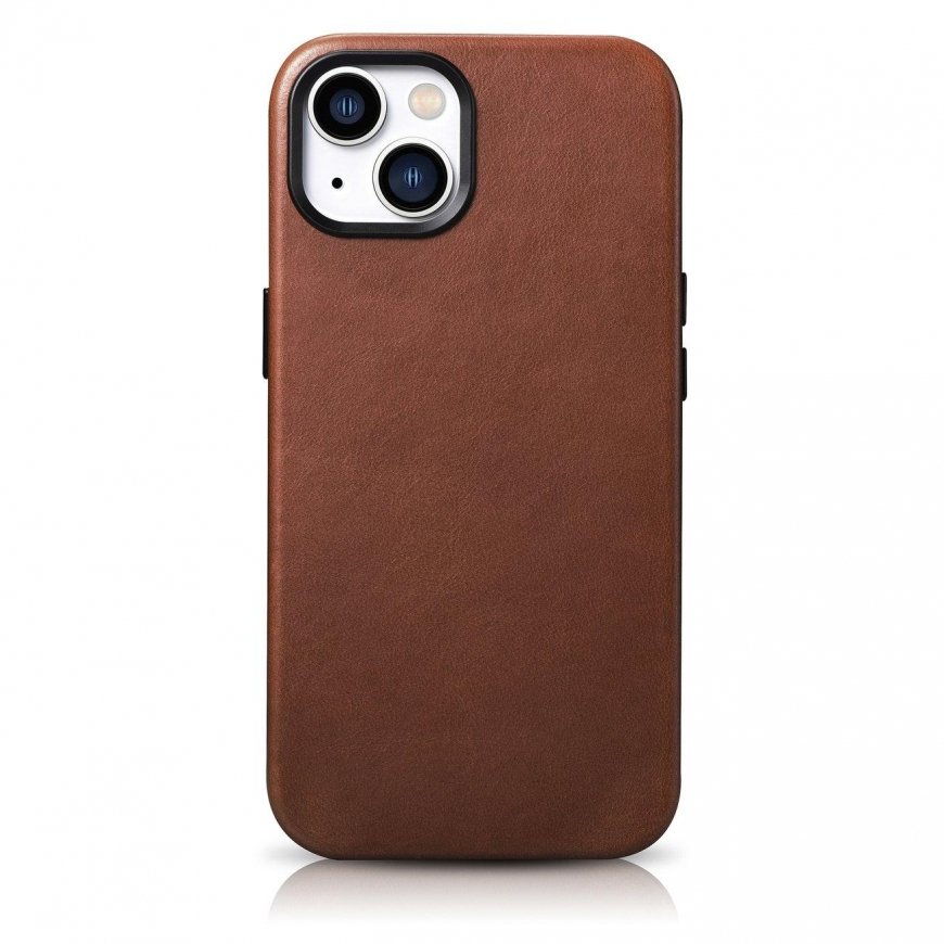 icarer Oil Wax Premium Leather Case iPhone 14 Plus Magnetic Leather Case with MagSafe Brown (WMI1422