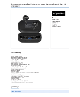 Kruger & Matz M6 wireless headphones with power supply - black color