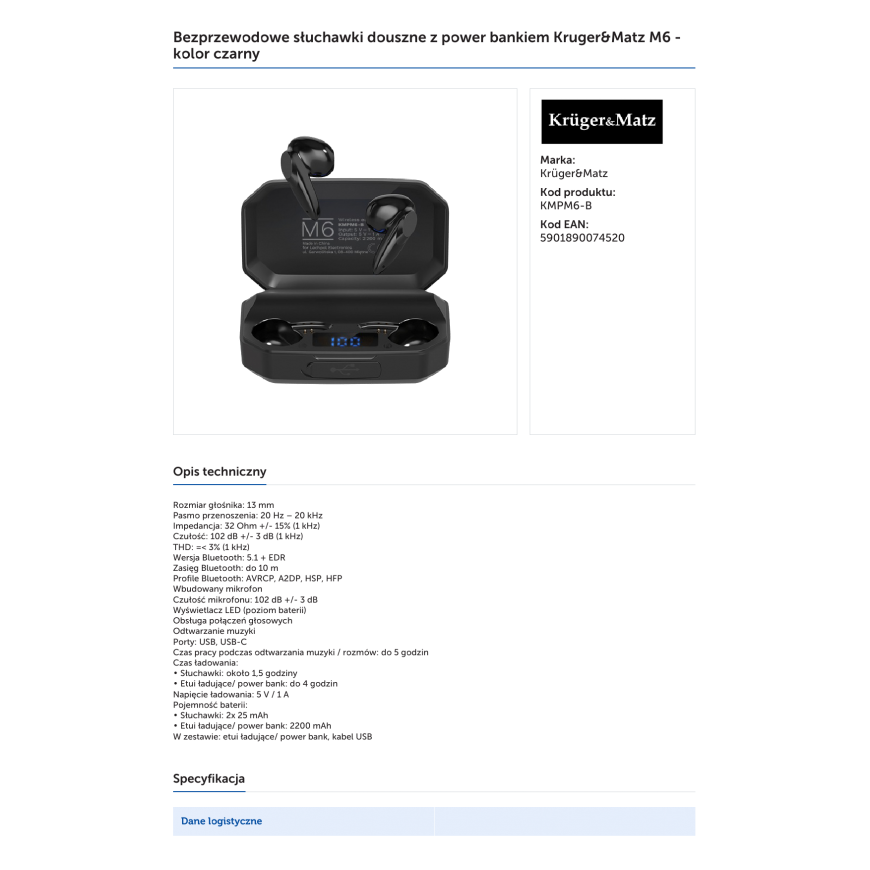 Krüger&Matz Kruger & Matz M6 wireless