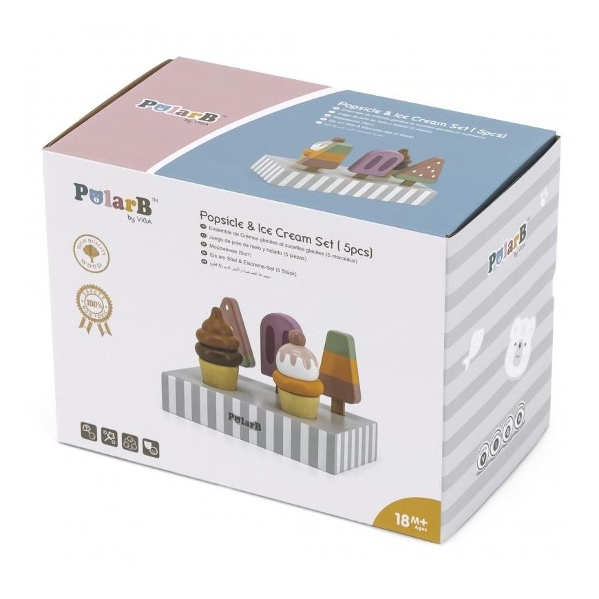 Viga Toys Wooden colored ice cream 5 pcs. with stand Viga PolarB – 4